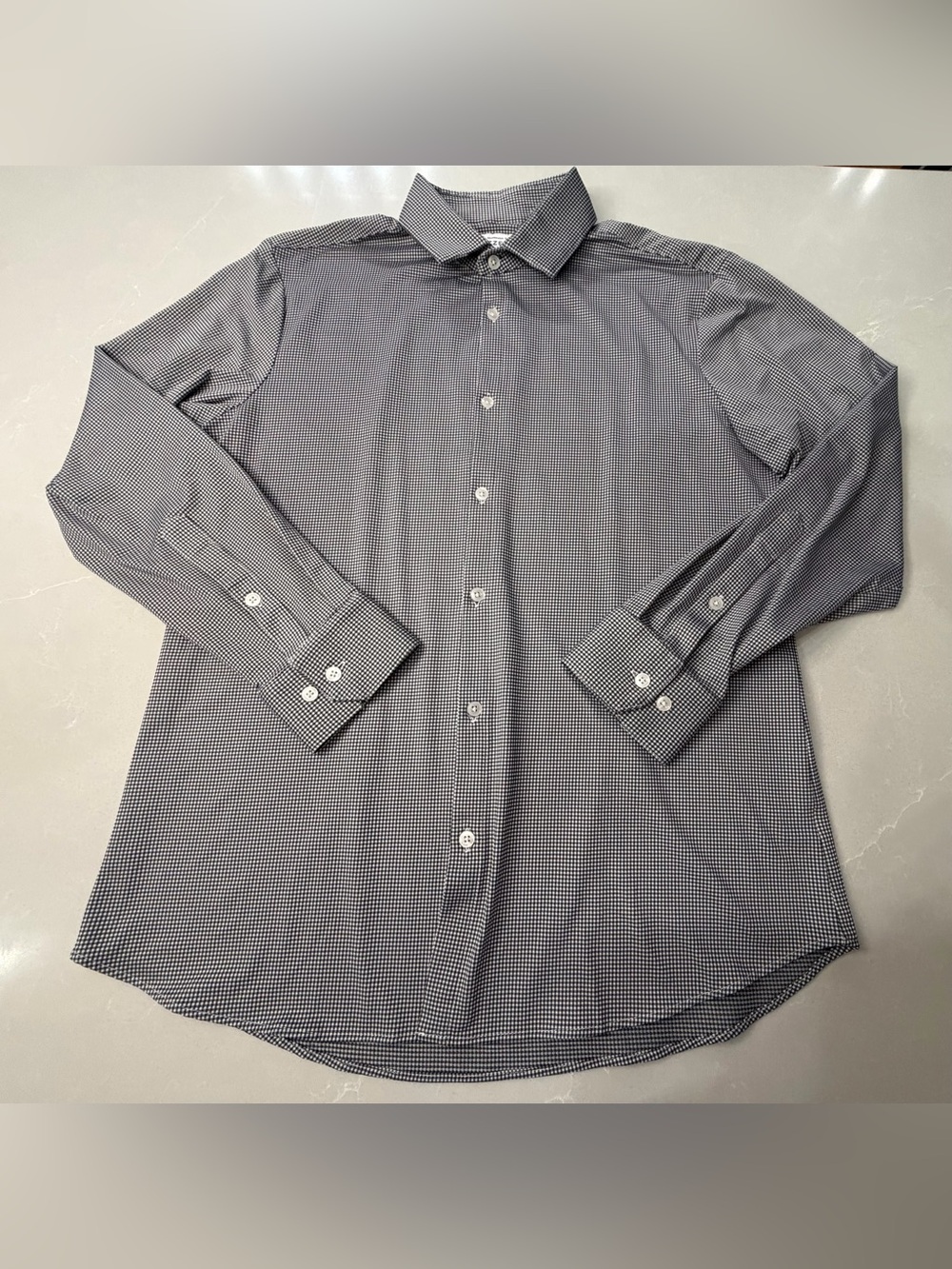 Mizzen+Main Spinnaker Collection Black & White Micro-Check Dress Shirt, XL Trim